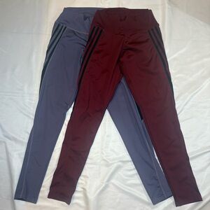 Women’s Small Burgundy and Purple Mauve Performance Wear Leggings with Stripes
